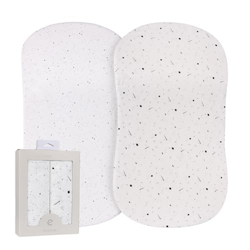 Image of Ely’s & Co. Bassinet Sheets, Baby Boy/Girl Fitted Bassinet Mattress Sheet Set - 2 Pack, 100% Jersey Knit Cotton, fits Oval, Hourglass and Rectangle Mattress, Black and White Celestial, 32”x16”x3”