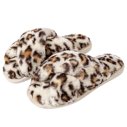 Women's Slipper Memory Foam Cross Band Fuzzy Slippers Open Toe Cozy House Slippers Cozy Plush Bedroom Indoor Outdoor2