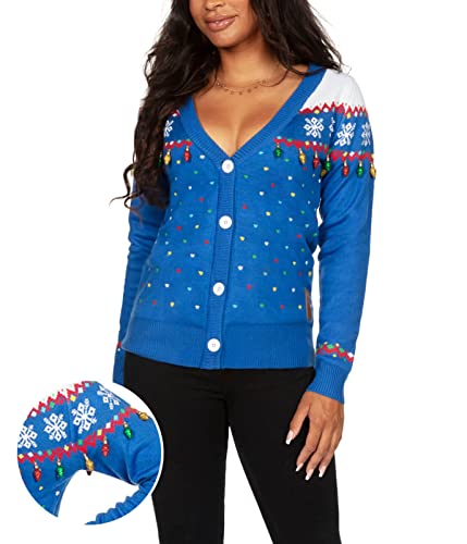 Image of Tipsy Elves Classic Cute Cardigan Ugly Christmas Sweaters for Women with Fun Patterns and Animals
