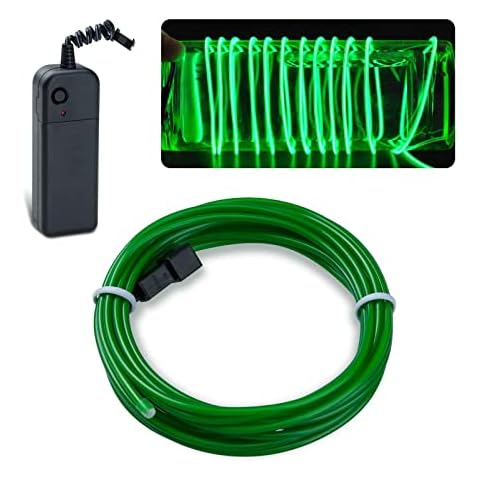 lychee 9ft EL Wire Neon Glowing Strobing Electroluminescent Light El Wire w/Battery Pack for Parties, Halloween Decoration (Jade Green) Cover