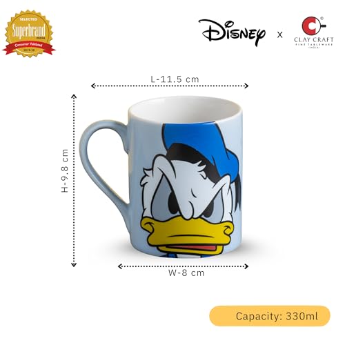 Image of Clay Craft x Official Disney Donald and Daisy Duck Valentine Special Ceramic Mug Set (Set of 2, 330ml) - Romantic Couple Gift for Valentine's Day, Anniversary & Wedding - Microwave & Dishwasher Safe