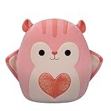 Squishmallows Ardilla voladora Gabourey Peach original de 14 pulgadas con corazón de lentejuelas - Peluche oficial de Jazwares grande