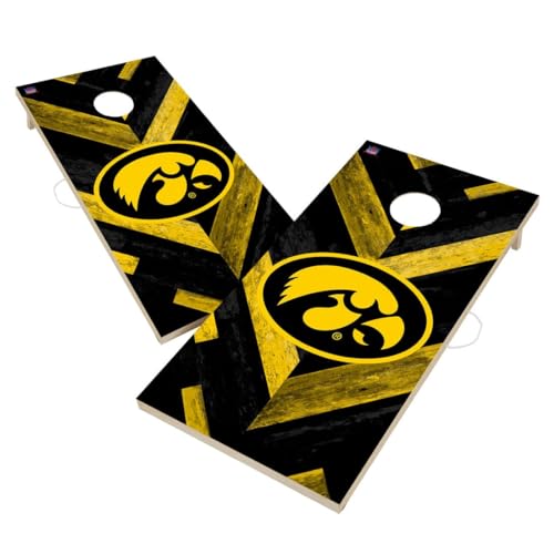 Iowa Cornhole Boards 2x4 Regulation Corn Hole Board Set Officially Licensed Cornhole Boards Comes with (2) Boards & (8) Bags
