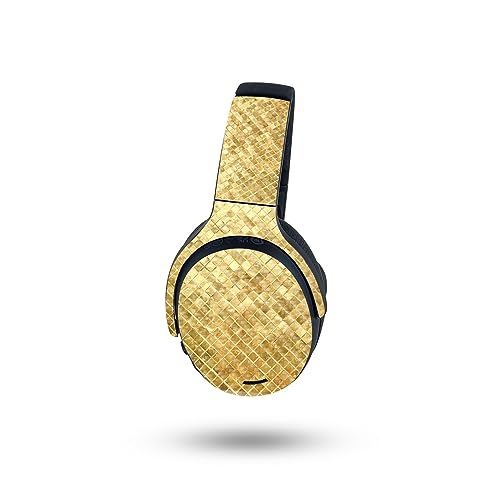 Image of MightySkins Carbon Fiber Skin Compatible with Skullcandy Crusher ANC 2 - Gold Tiles | Protective, Durable Textured Carbon Fiber Finish | Easy to Apply