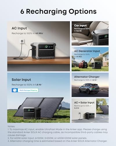 Image of Anker SOLIX C1000 Gen 2 Portable Power Station with 100W Bifacial Solar Panel, 2,000W (Peak 3,000W) Solar Generator, Full Charge in 49 Min, 1,024Wh LiFePO4 Battery for Home, Power Outages, and Camping