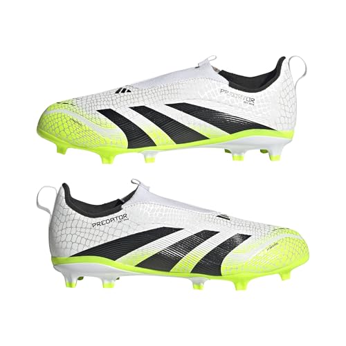 adidas Mixte Enfant Predator League Laceless Firm Ground Football Boots Kids, Cloud White/Core Black/Lucid Lemon, 29 EU