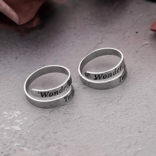 AKTAP Wonder Twin Adjustable Rings Best Brothers Sisters Jewelry Twins Gift for Women Men (Wonder Twin Set Rings)4
