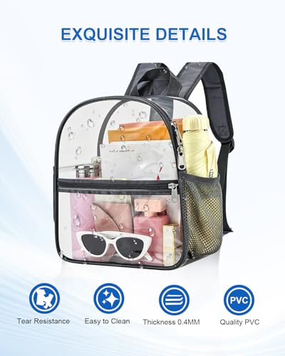 Image of Clear Backpack for Stadium Events, 12x12x6 Small Clear Plastic bag with Reinforced Straps for Game Security Festival Concert