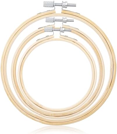 3-Piece Natural Bamboo Embroidery Hoop Set (4, 5, 6 Inch) - Non-S...