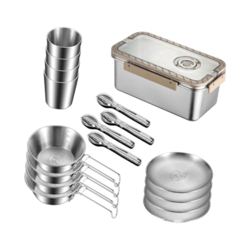 QSTDGVPW Outdoor Dining Set Messware Kit Plates Bowls Cups Utensils for Camping Activities, 4 Person - Image 6