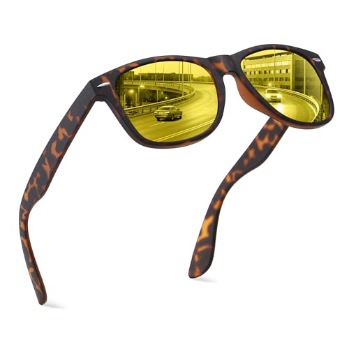 Image of FEIDUSUN Night Vision Driving Glasses for Men Women, Anti Glare Polarized Nighttime Glasses Yellow Lens