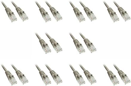 10 Pack Cat5e Ethernet Patch Cable, Snagless/Molded Boot 10 Feet Gray, CNE487767