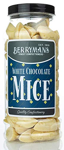 Original White Chocolate Mice Retro Sweets Gift Jar By Berrymans Sweet Shop - Classic Sweets Traditional Taste.