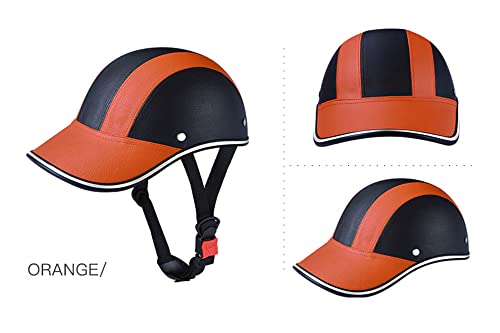 Retro Bike Helmet For Aduits, Summer Leather Half Helmet Vintage Open Face Baseball Cap Helmet For Street Bike Cruiser Moped Helmet, Dot Approved -Orange-55-62Cm #TOP1