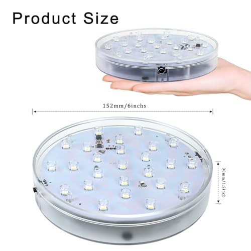 Image of Led Light Base 6 Inch Round Rechargeable Multicolor Pedestal Display Stand | Round light base, USB charging & battery dual power supply, fits crystal glass art, vase, mini Eiffel Tower ornament