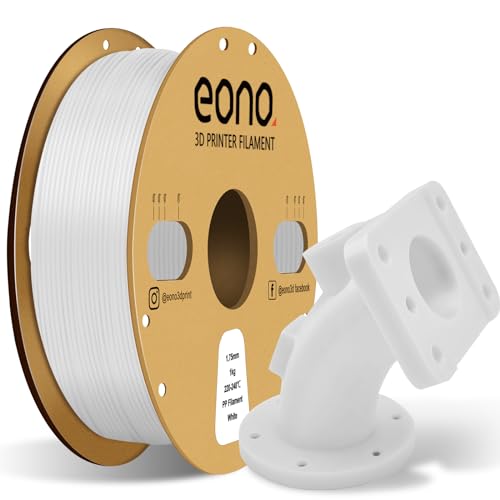 Eono PP Filament 1,75 mm (+/- 0,03 mm) Halbflexibles Robustes Filament PP 3D Drucker 1 kg (2,2 Pfund) für 3D Druck,5pcs Build Sheet enthalten, PP Weiß