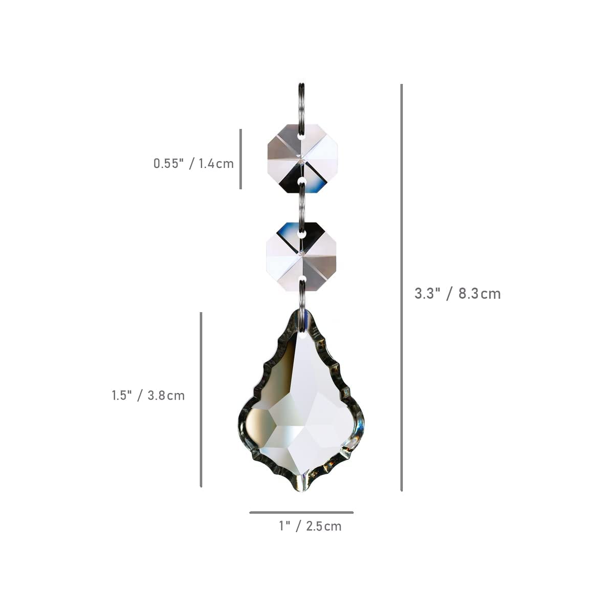 20 piezas de repuesto para lámpara de araña de cristal de hoja de arce, cuentas de cristal colgantes de 38 mm para decoración de boda, transparente