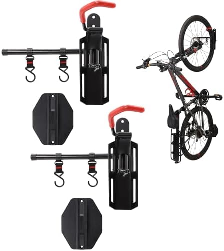 Swivel Bike Wall Mount, Bike Hangers for Garage, Space-Saving Vertical Bike Rack, Sturdy Bike Storage Rack Holds Up to 66lbs with No-scratch Protection, Easy to Install, 2 Pack