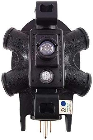 Uninex PS47 Grounded 5-Way Outlet Converter, Outdoor/Indoor, Heavy Duty, 15-Amp, Black