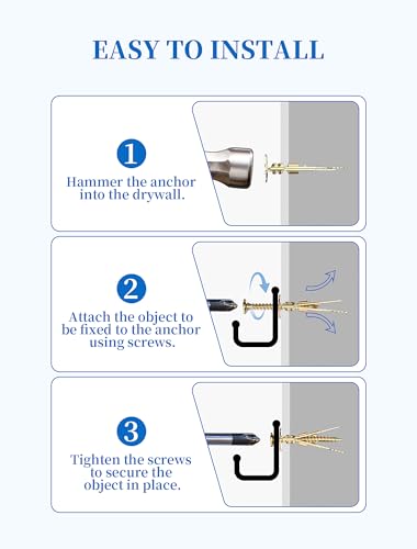 Image of 100 PCS Self Drilling Drywall Anchors with Screws Kit, Zinc Plated