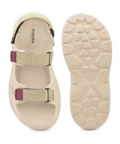 Image of KOBURG Alaska Sports Sandals for Men | Thick Sole Lightweight Casual Floaters | Non-Slip Outdoor Walking Sandals with Double Straps Extra Soft Slide | EVA Sole KS-284