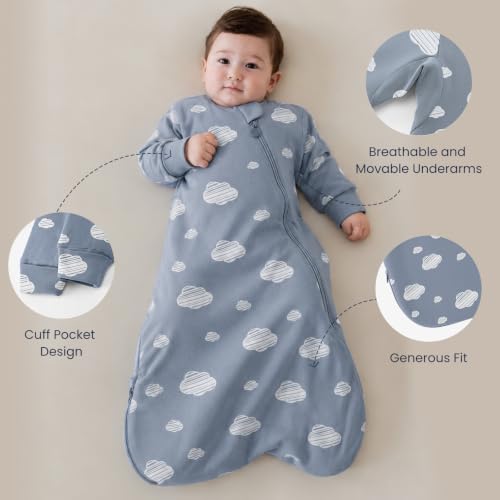 Image of Unisex Sleeping Bag for Babies and Toddlers 1.0 Tog Sleep Sack 6-18 Months, Newborn Sleep Sack, Wearable Blanket Baby, One Piece Long Sleeves, Gifts for Baby