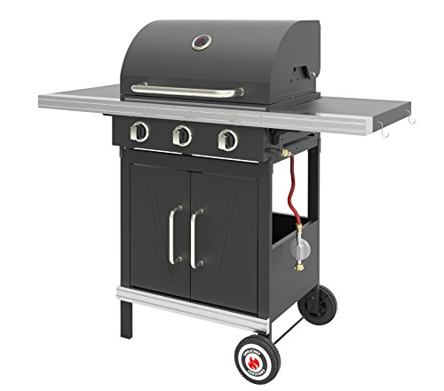GrillChef Gasgrillwagen 3Br, schwarz, 126 x 57 x 117 cm