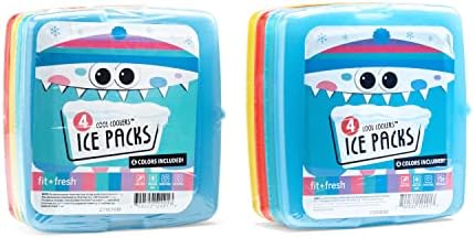 Cool Coolers by Fit + Fresh, Reusable & Long-Lasting Slim Ice Packs, Perfect Addition To Your Lunch Box, Camping Accessories, Insulated Lunch Bag, Beach Cooler Bag & More, 8PK, Rainbow