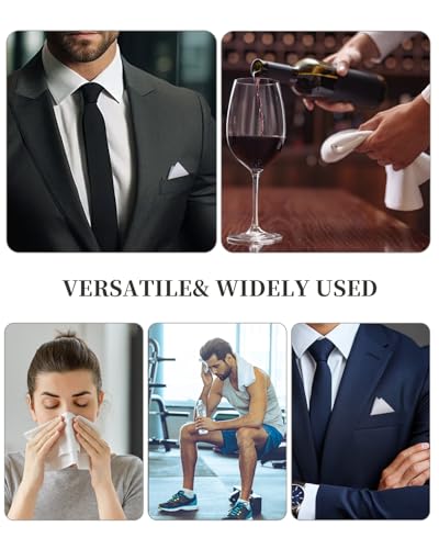 Image of Men's Handkerchiefs 12 PCS, 100% Soft Cotton Handkerchiefs for Men, White Pocket Squares for Men, Classic Hankies