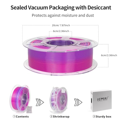 Image of IEMAI Translucent PETG Filament 1.75mm 1kg, Dual Color Gradient Magenta to Purple 3D Printer Filament Up to 600mm /s Rapid Printing for Lampshades Artwork & Home Decor