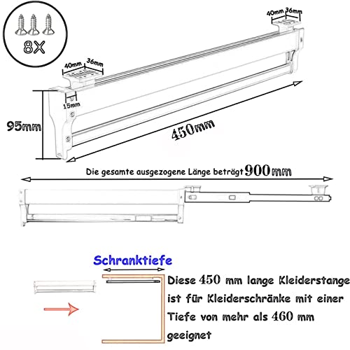 Support de penderie rétractable noir 45 cm au design minimaliste - 3