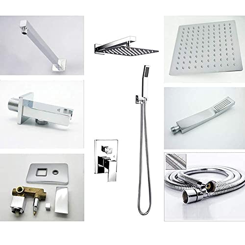 Système de douche mural de 8 pouces avec ensemble combiné de robinet effet pluie - 3