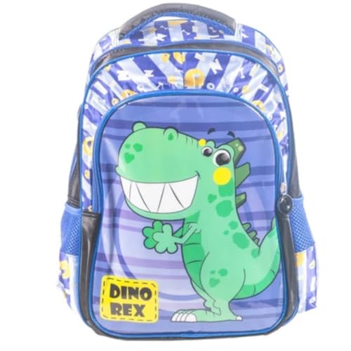 MOCHILA INFANTIL ESCOLAR MENINO - DE 5 A 10 ANOS - IMPERMEÁVEL DINOSSAURO DE DESENHO ANIMADO BOLSA GRANDE (COR AZUL)