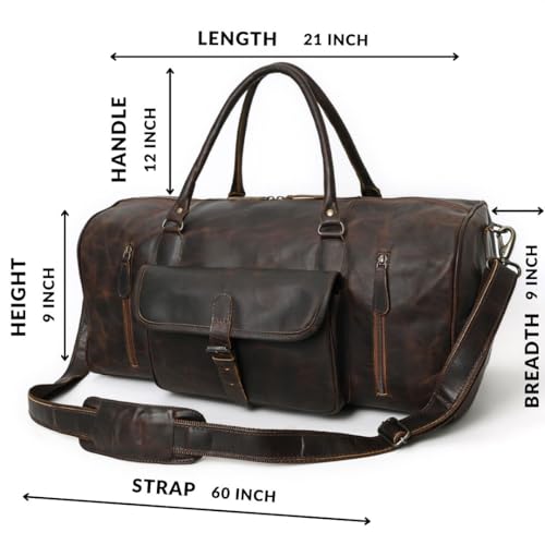 Leather Duffle Bags for Travel for Men and Women 21 inch Carry On Bag Full Grain Leather Gym Bag Overnight Weekend Leather Bags Sports Flight Professional4