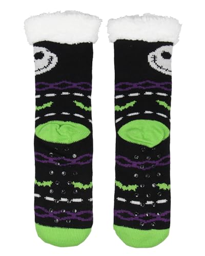 Bioworld The Nightmare Before Christmas Jack Skellington Adult Thick Sherpa Lined Home Thick Slipper Socks With Non-Slip Sole For Women or Men3