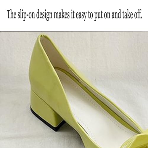 Women's Leather Square Closed Toe Block Heel Pumps with Chain Strap Fashion Soft Slip-On Non-Slip Casual Dress Pumps for Party Fashion Show Traveling4