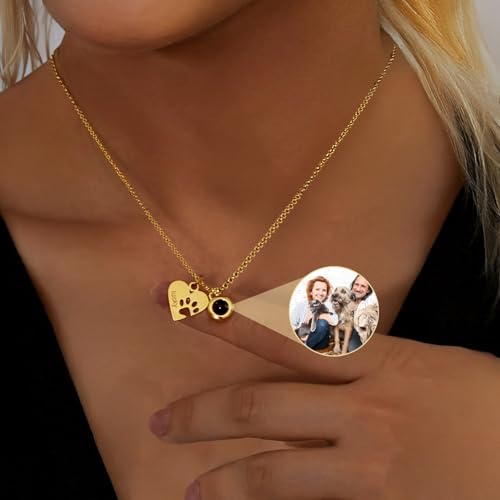 Personalized Projection Necklace with Custom Photo Pendant - Best Gift for Mom, Wife, Girlfriend, or Memorial - Mother's Day, Valentine's Day, Birthday Jewelry Gift loss dog pet Memorial Wedding, Bridesmaid & Groomsman Gifts2