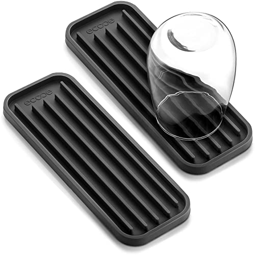ecooe 2 Stück Silikon Abtropfmatte Platzsparende Kleine Trockenmatte für Gläser Flaschen und mehr Spülmaschinenfest 21,5 x 7,8 x 1 cm Grau – Ansicht 1