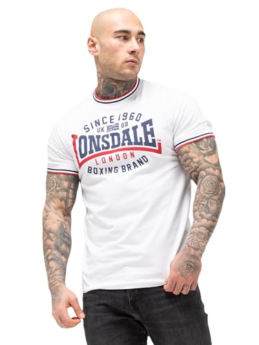 T-shirt Lonsdale London blanc coupe droite confort homme regular