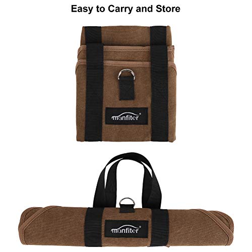 Manfiter Firewood Carrier Tote Bag, Waxed Canvas Log Carrier Large Sturdy Durable Fireplace Stove Accessories Firewood Bag with Padded Handles, Wood Carrier for Outdoor Camping and Indoor Fire Pit