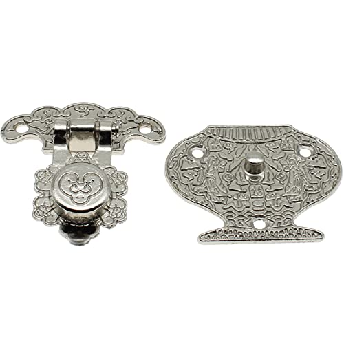 2 Pack Antique Bronze Vase Hasp Latch And Mini Flower Type Hinges Decorative Lock Buckle With Screwdriver Matching Screws [Fdxgyh, Silver]. #TOP2