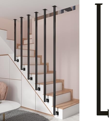 Balustres d'escalier en métal noir, garde-corps intérieur suspendu et mural