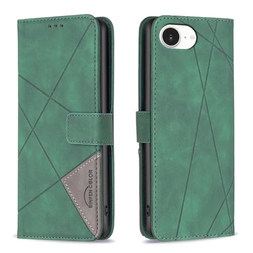 Étui iPhone 17e avec fentes cartes housse de protection à rabat magnétique en cuir vert