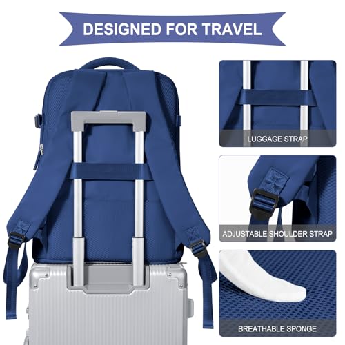 Image of coowoz Large Travel Backpack For Women Men,Carry On Backpack Flight Approved,Hiking Backpacks Outdoor Rucksack Casual Daypack Travel Bag Essentials Personal Item Backpack (Royal Blue L)