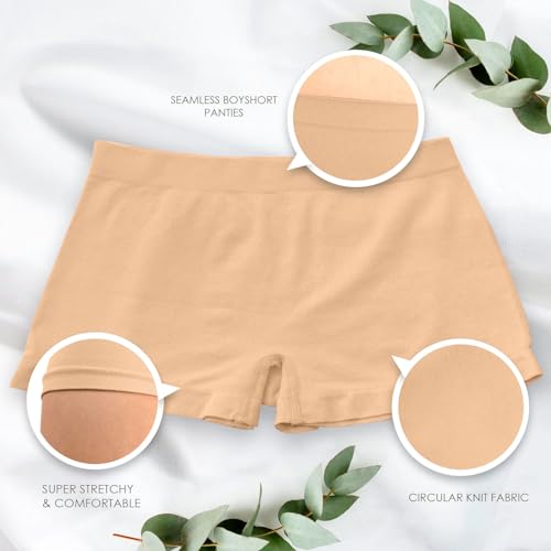 Alyce Ives Intimates Boyshort Panties for Women, Pack of 7, Seamless and No Show Under Clothing, Standard & Plus Sizes3