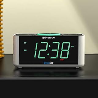 Emerson ER100202 Smartset Dual Alarm Clock Radio with USB Port and QI Wireless Phone Charger with Bluetooth, All Qi Compatible Phones