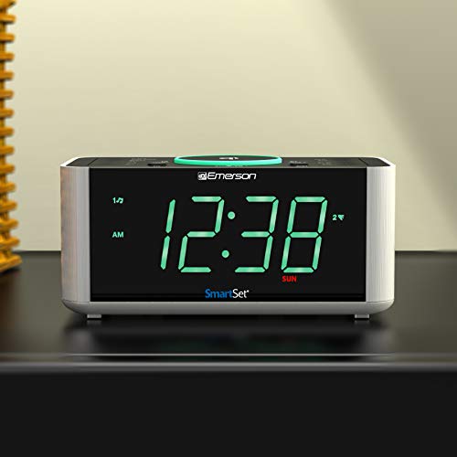Emerson Alarm Clock Radio And Qi Wireless Phone Charger With Bluetooth, Compatible With Iphone Xs Max/Xr/Xs/X/8/Plus, 10W Galaxy S10/Plus/S10E/S9, All Qi Compatible Phones, Er100202 #TOP3