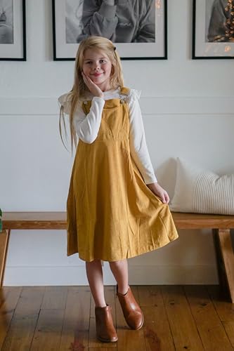 Image of HIHA Little Girls Adjustable Corduroy Pinafore Overall Dress Set Size 6-12