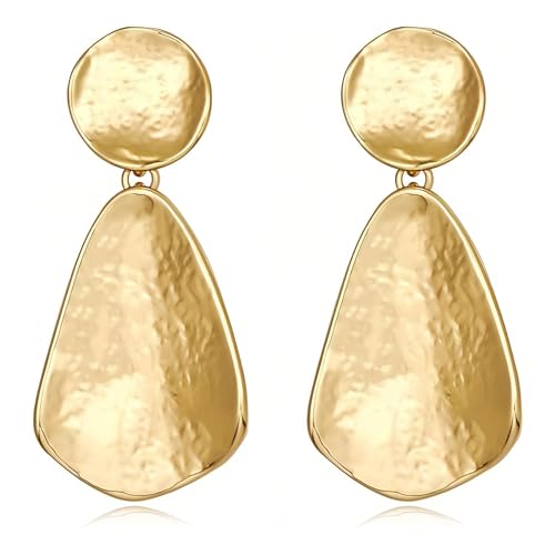 Womens Gold and Silver Mixed Metal Geometric Chunky Dangle Earrings 18k Gold Plated Trendy Silvery Two-Tone Long Lasting Minimalist Fashion Jewelry (golden) - image 1