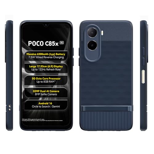 Image of Shockproof Case Compatible with Poco C85x 5G / Mi Redmi A7 Pro 5G | Full Camera Protection | TPU Flexible Back Cover for Poco C85x 5G / Mi Redmi A7 Pro 5G (Steel Blue)